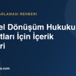 Kentsel dönüşüm hukuku alanında çalışan bir avukat için içerik pazarlaması stratejisini simgeleyen, bina maketi ve belge ikonlarının yer aldığı sade illüstrasyon